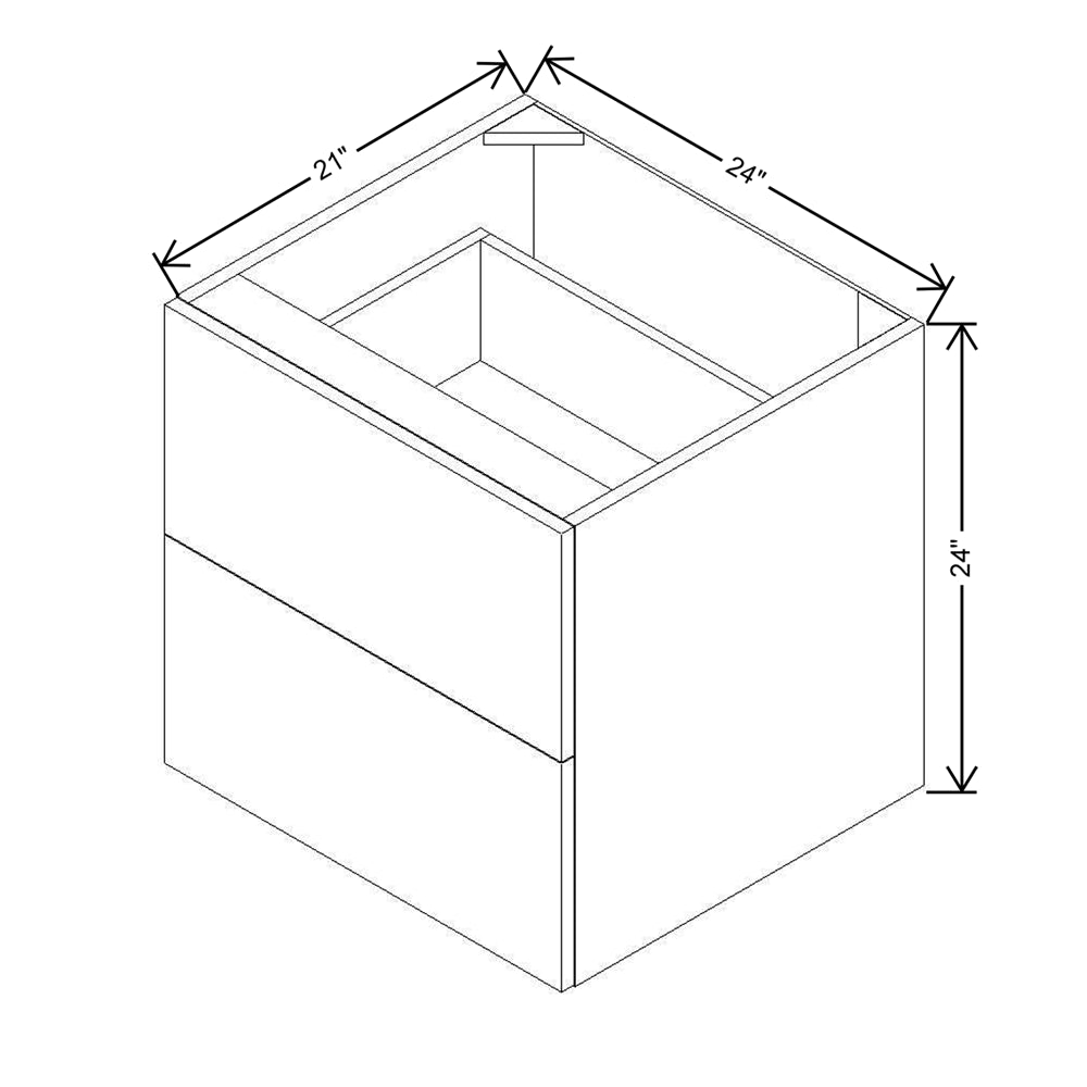 Modernform Cabinet Matte White 24" W X 24" H X 21" D Vanity Floating Drawers Cabinet